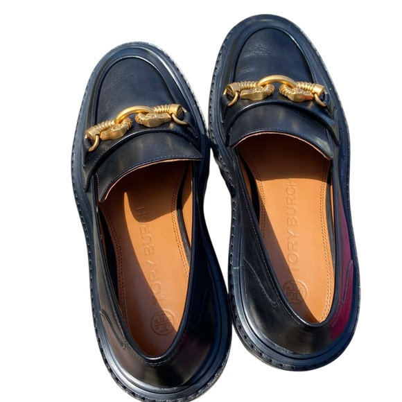Black Loafers with Gold Chain Detail - Picture 7 of 12